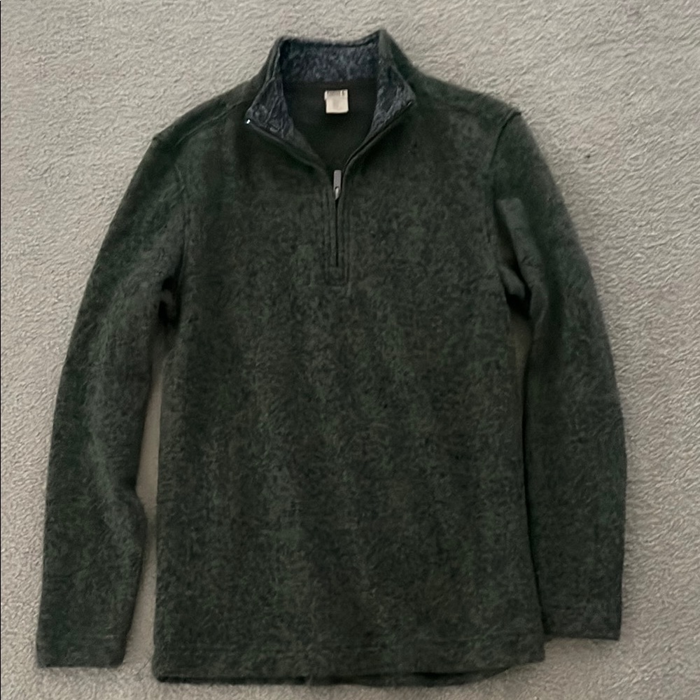 Groove Green Zip Up Sweater with Subtle Knit Texture